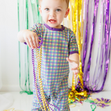 Mardi Gras Plaid Romper