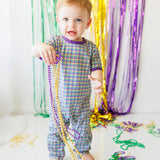 Mardi Gras Plaid Romper