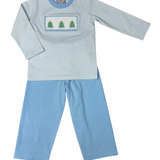Christmas Tree Smocked Boy Pants Set