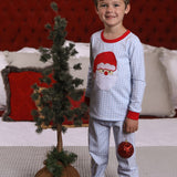 Santa Face Blue Gingham Set