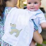 Puppy Applique Blue Burp