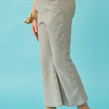 Grey Pinstripe Flared Pants