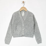 Gray Cardigan Sweater With Embellished Buttons