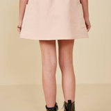 Girls Blush Quilted Button Down Patch Pocket Skirt