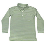 Boys Inshore Performance Polo LG Green Stripes