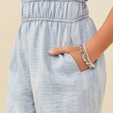 Blue Textured Sheen Romper