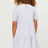 Girls Lavender Textured Knit Tiered Dress