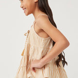 Mustard Stripe Tassel Tiered Tank
