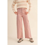 Rose Colored Wide Leg Denim Jeans