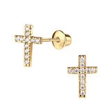 Diamond Gold Cross Studs