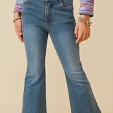 Girls Flared Elastic Waist Stretch Denim Jeans