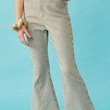 Grey Pinstripe Flared Pants