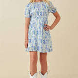 Blue Watercolor Floral Dress