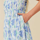 Blue Watercolor Floral Dress