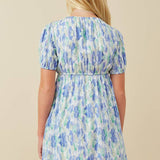 Blue Watercolor Floral Dress