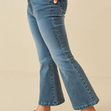 Girls Flared Elastic Waist Stretch Denim Jeans