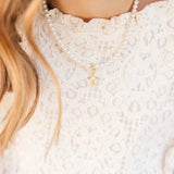 Jayde Pearl Cross Necklace