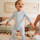 Blue Love Lines Pointelle Footie