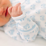 Little Crawlers Pint Zip Footie- Light Blue