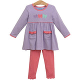 Purple/Pink Bows Pants Set