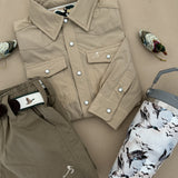Performance Pearl Snap LS Oat (Velvet Fawn)